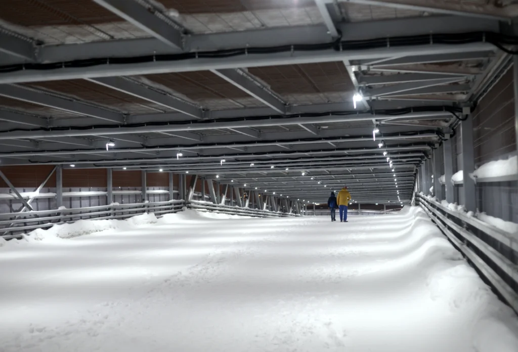modern pedestrian bridge at winter evening on kres 2026 01 11 08 11 16 utc